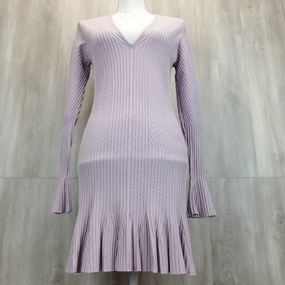 NWT Jonathan Simkhai Rib Knit V-Neck Dress Directional purple sz L - Picture 10 of 14